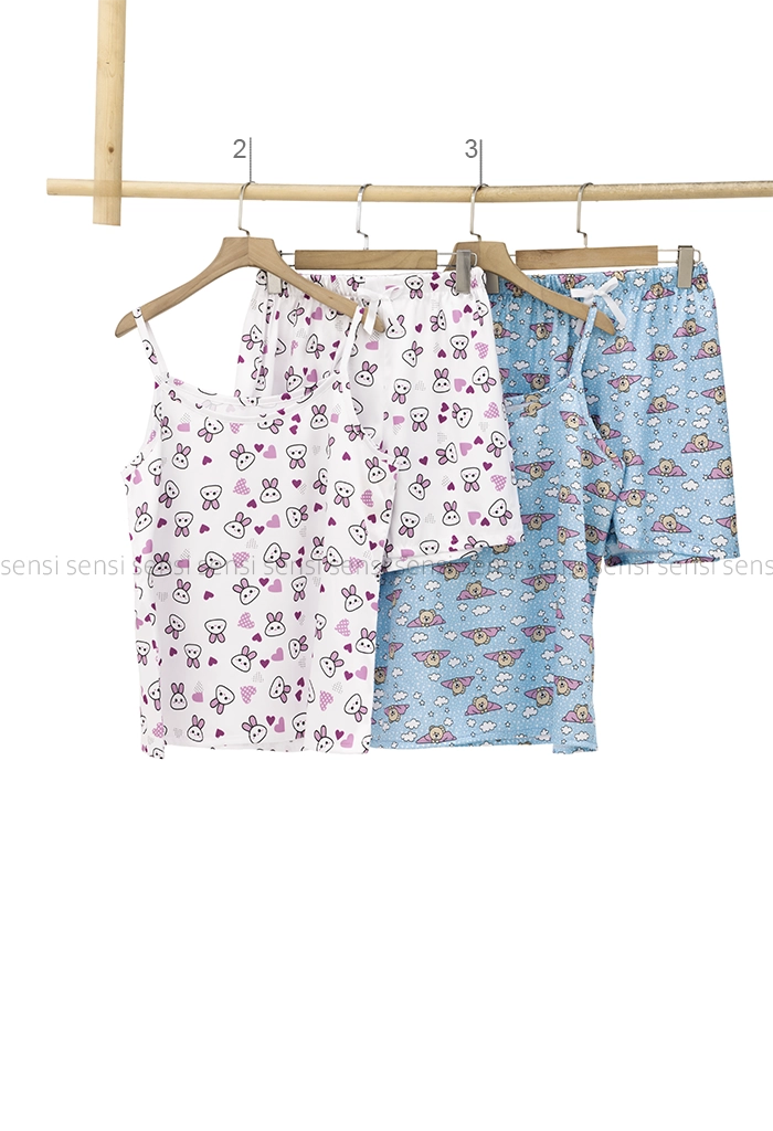 ست تاپ و شلوارک ساتن طرح دار کد1005472